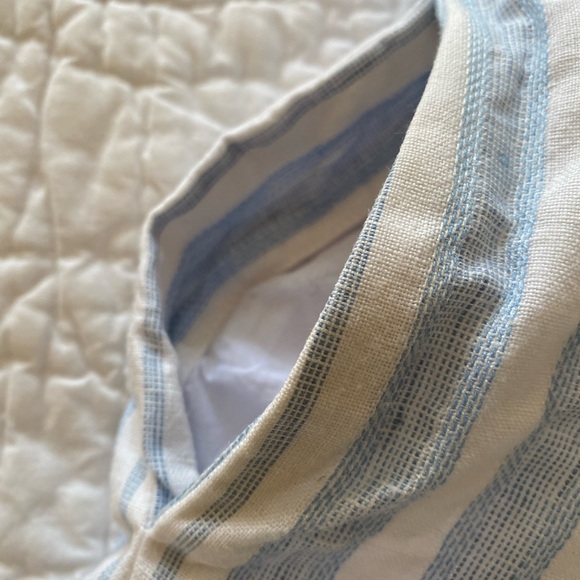 Brooks Brothers white and fairweather blue linen button-front skirt, size 14 - Picture 3 of 6